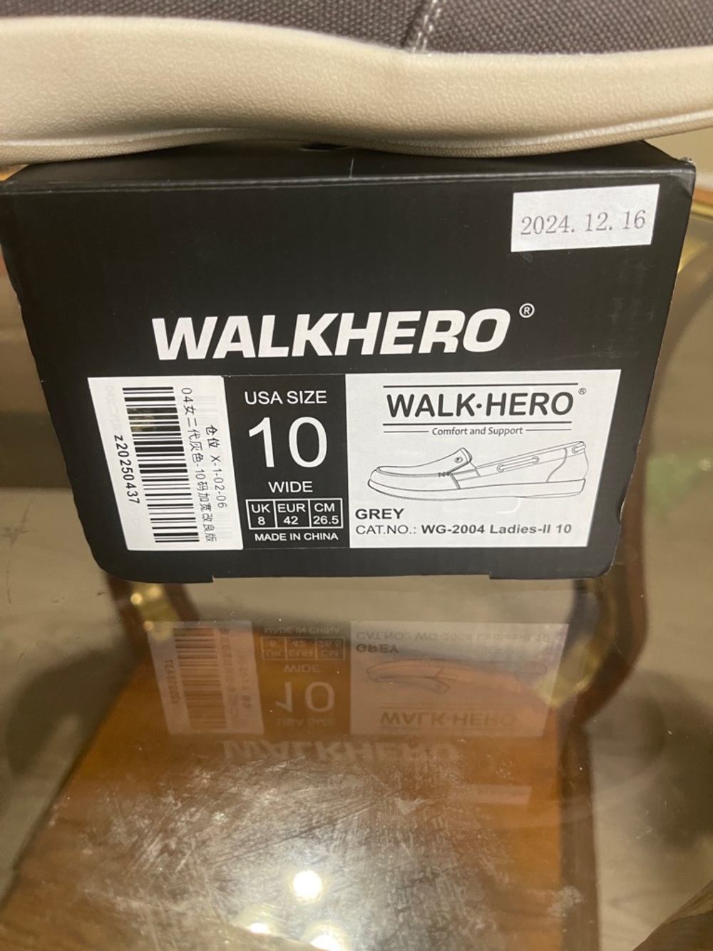 WALKHERO Grey Ladies Slip-On Shoes - Size 10 Wide